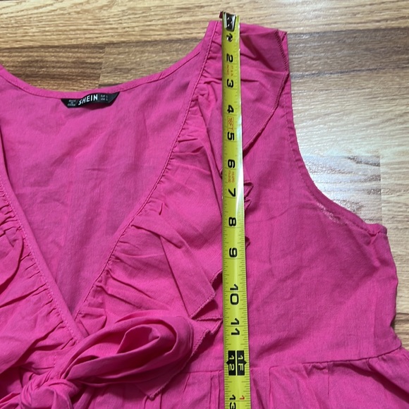 SHEIN Plunging Neck Ruffle Trim Bow Tie Front Top size L - Picture 8 of 14
